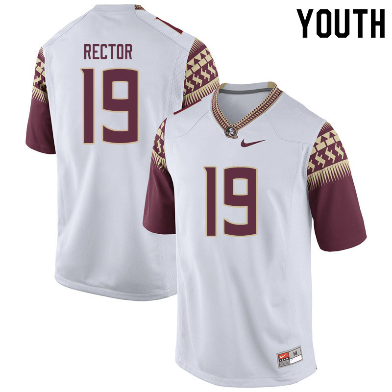 Youth #19 Wyatt Rector Florida State Seminoles College Football Jerseys Sale-White